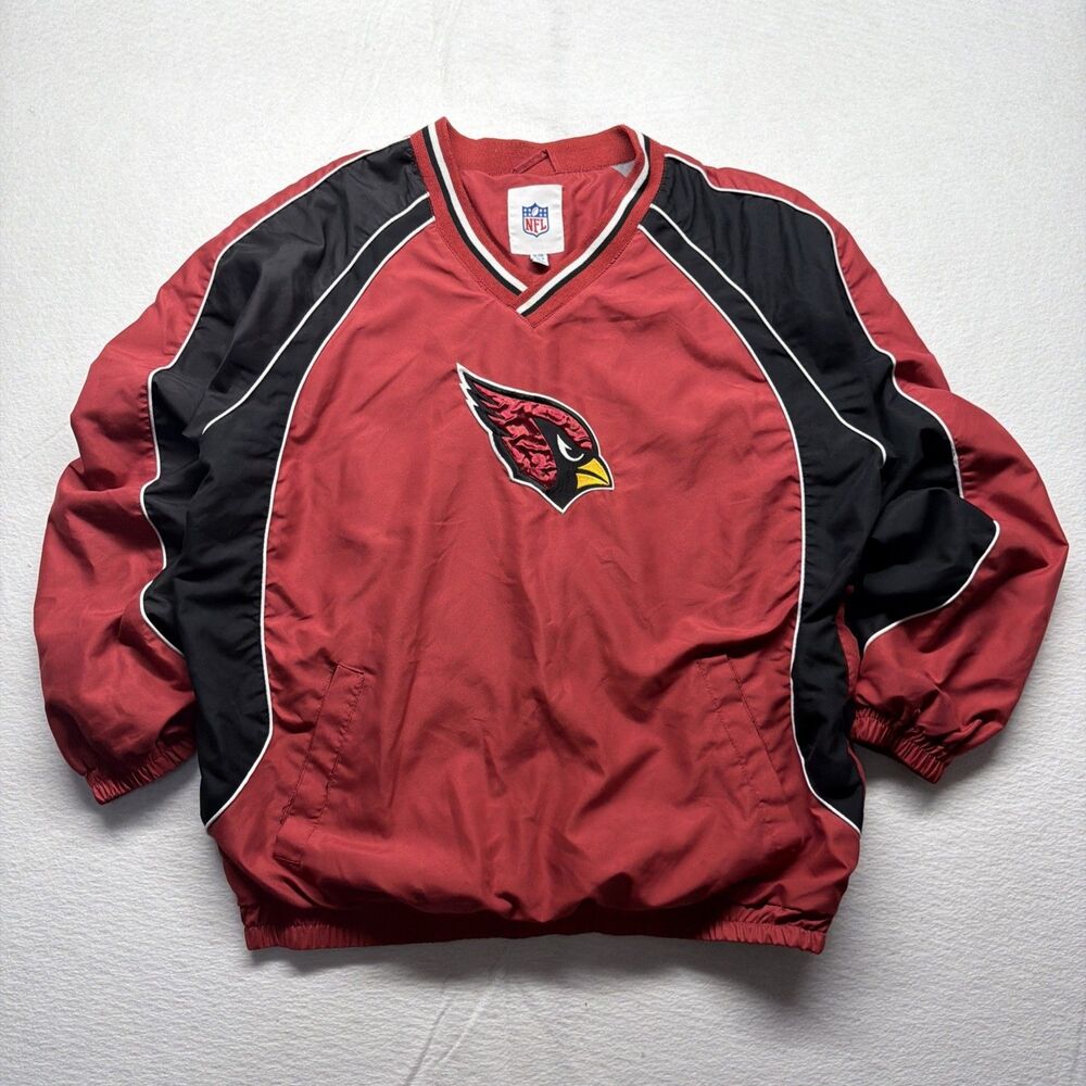 Vintage Y2K NFL Arizona Cardinals V-Neck Pullover Red Embroidered Jacket Mens XL